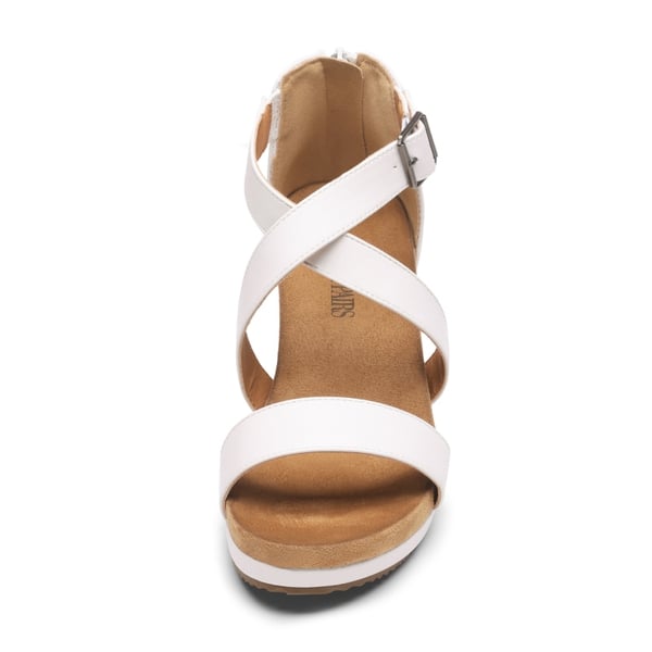 Ankle Strap Open-Toe Platform Wedge Sandals - WHITE PU - 2